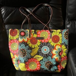 Vera Bradley  Colorful Floral Tote - Black, Yellow, Red, Blue